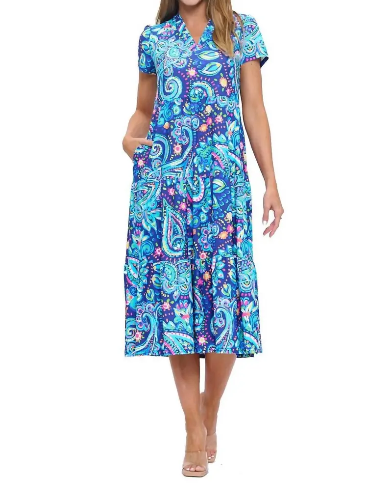 Gail Tiered Maxi Dress In Blue 1