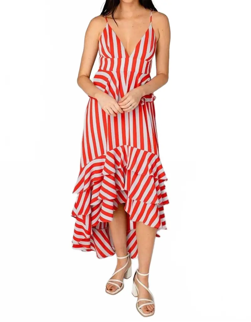 Georgia Nautical Dress In Red Striped 1