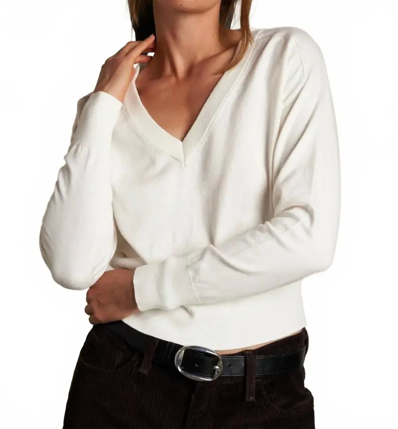 Georgina V-Neck Sweater In Sugar 1