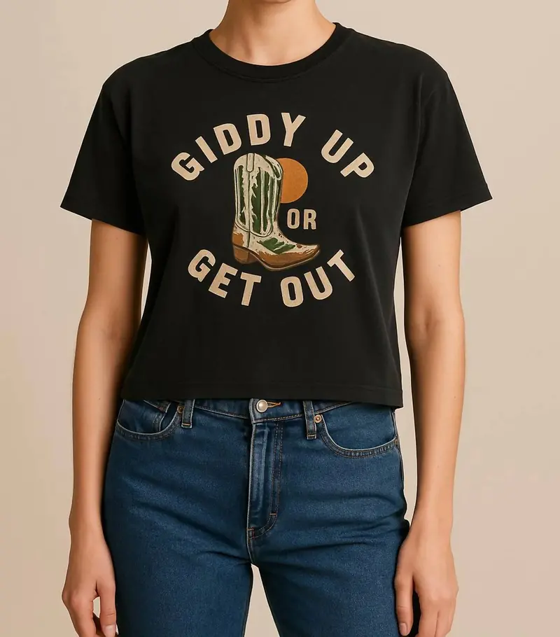 Giddy Up Tee In Black 1