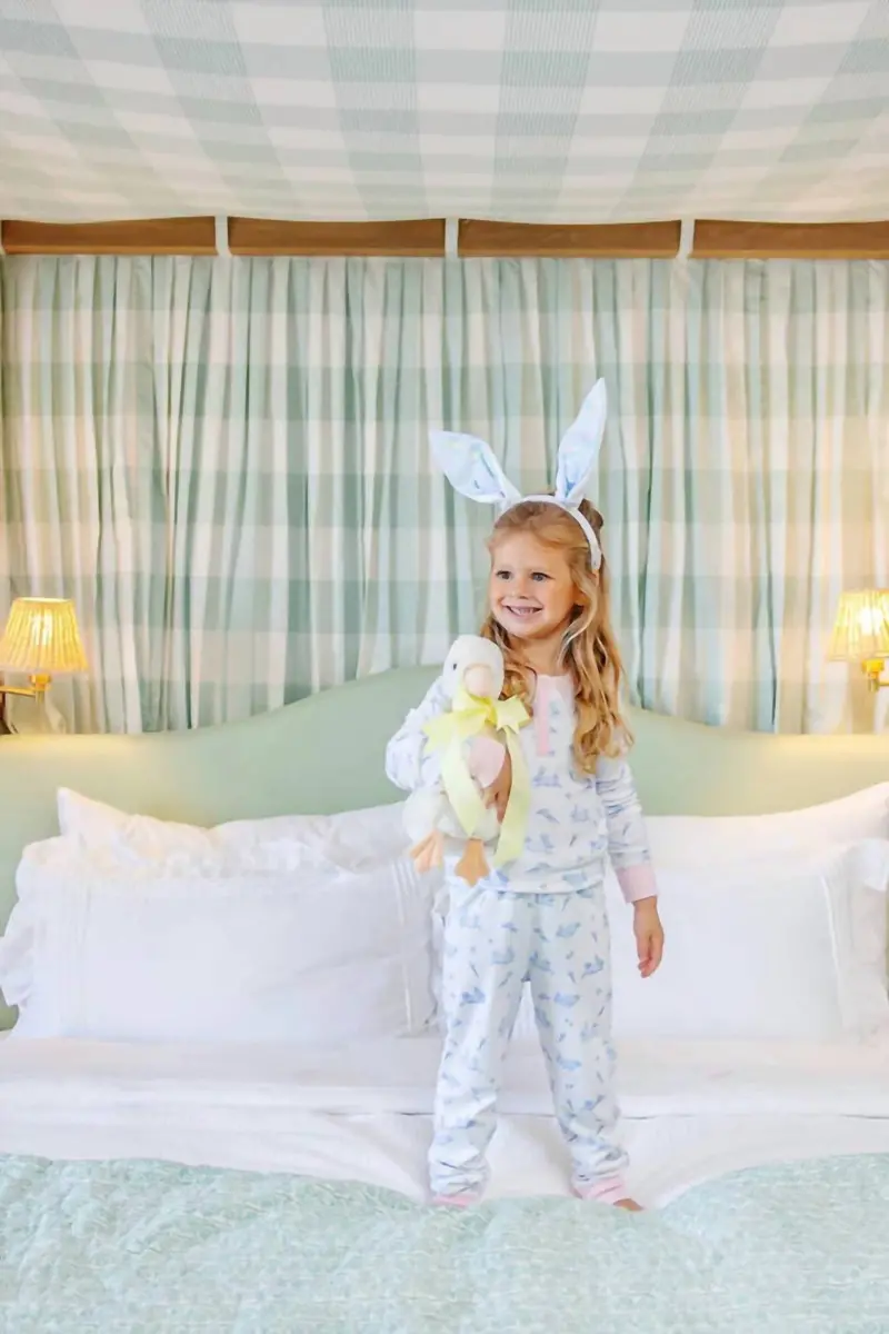 Girl's Easter Sara Jane's Sweet Dream Set In Lindon Hill Hops With Palm Beach Pink 2