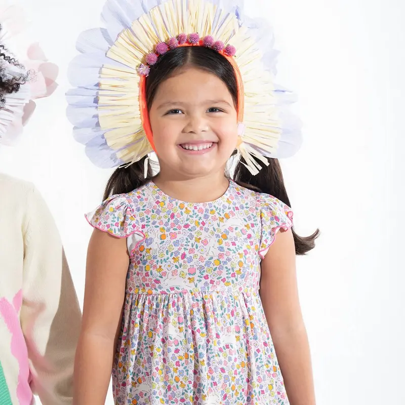 Girls' Flutter Sleeve Dress In Bunny Blossom 2