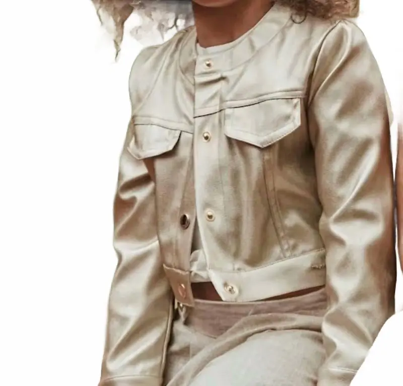 Girls Metallic Jacket In Golden 1