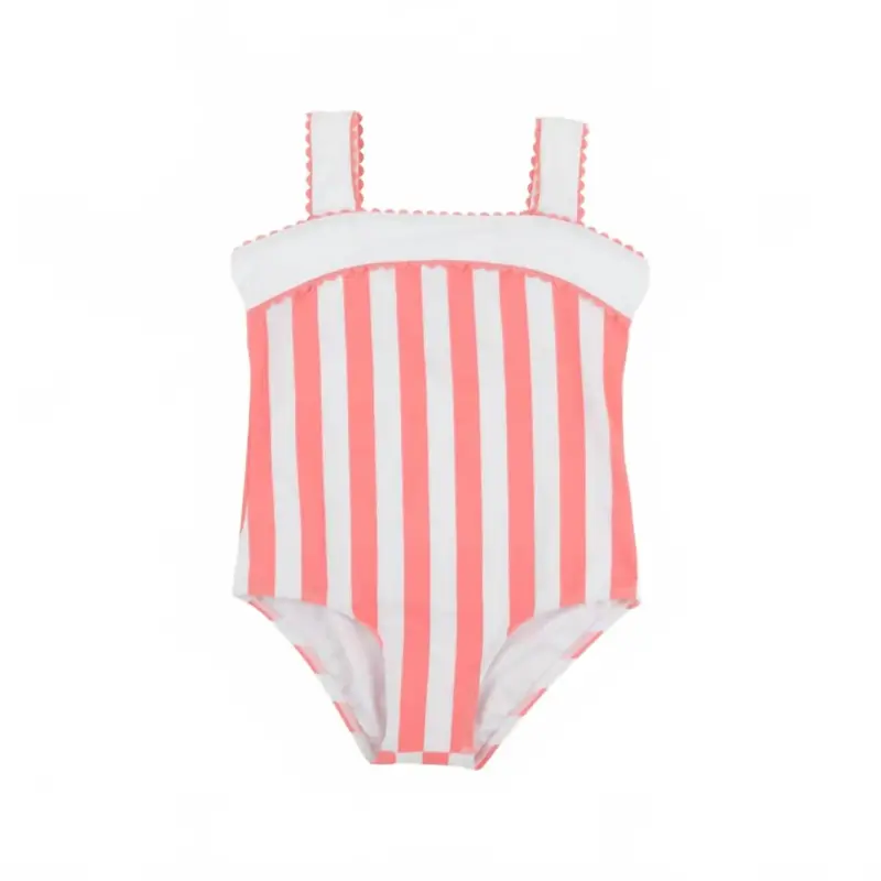 Girl's Shannon Bow Bathing Suit In Caicos Cabana Stripe 1