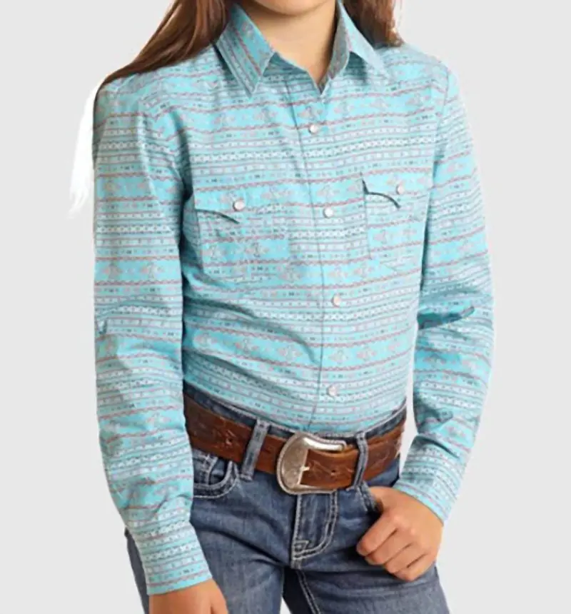 Girls Slim Shirt In Turquoise 1
