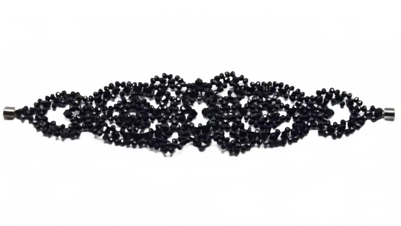 Giulia Handwoven Bead Cuff Bracelet In Jet 1