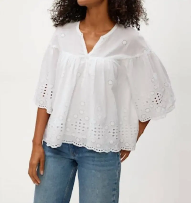 Gloria Flutter Top In White 1
