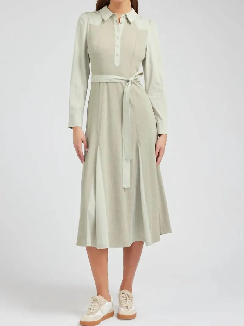 Godet Skirt Ribbed Maxi Dress In Sage 1