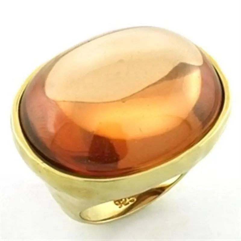 Gold 925 Sterling Silver Ring With Aaa Grade Cz In Orange 1