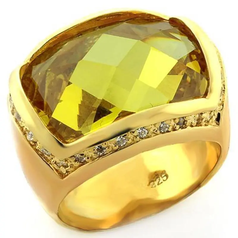 Gold 925 Sterling Silver Ring With Aaa Grade Cz In Topaz 1
