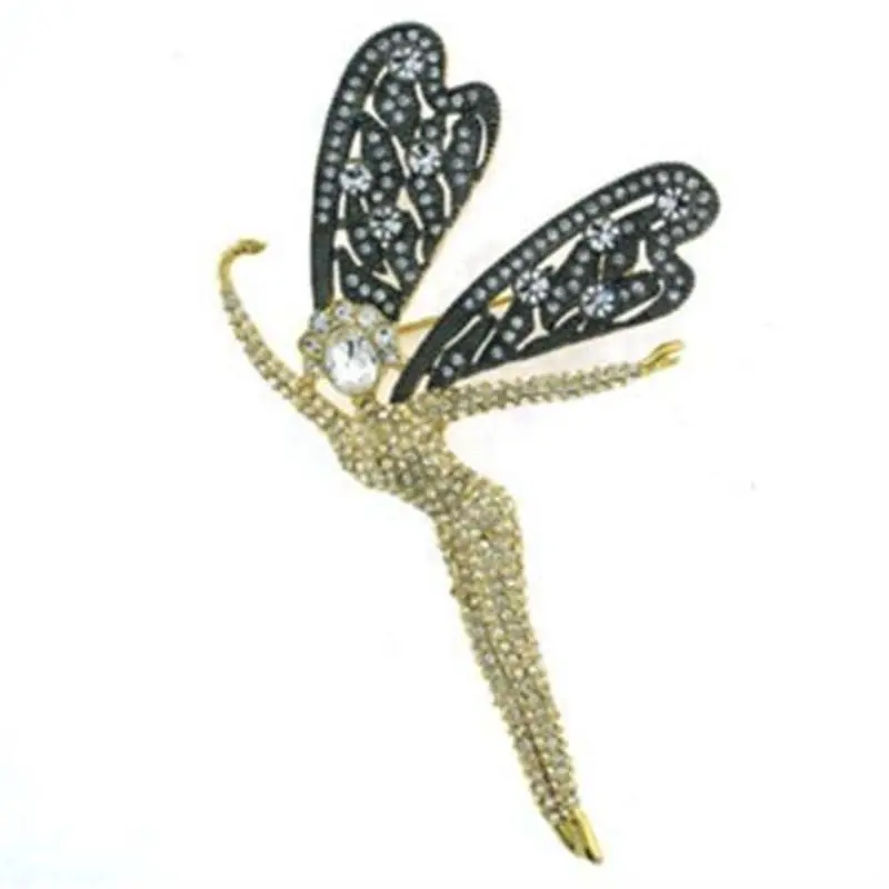 Gold Brass Brooches With Top Grade Crystal In Clear 1