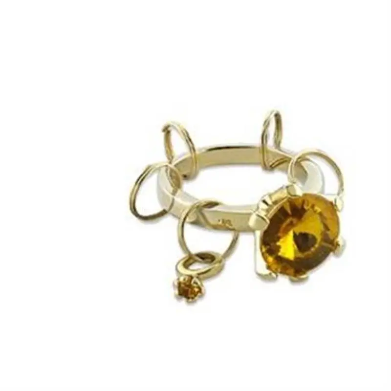 Gold Brass Key Ring With Synthetic Acrylic In Topaz 1