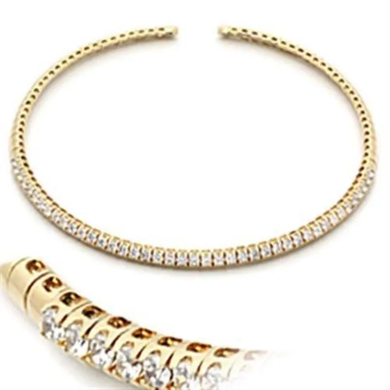 Gold Brass Necklace With Aaa Grade Cz In Clear 1