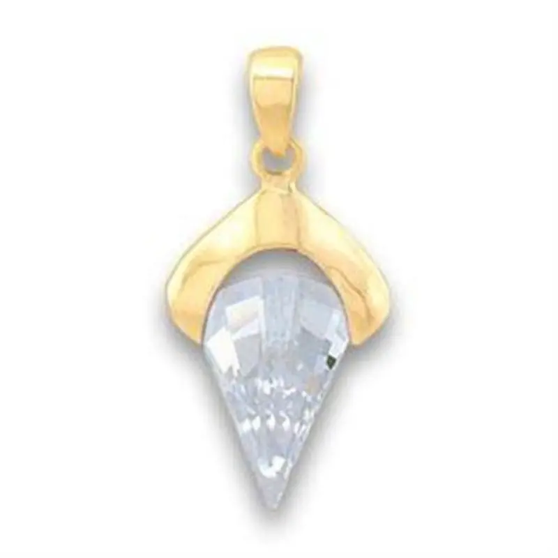 Gold Brass Pendant With Aaa Grade Cz In Clear 1