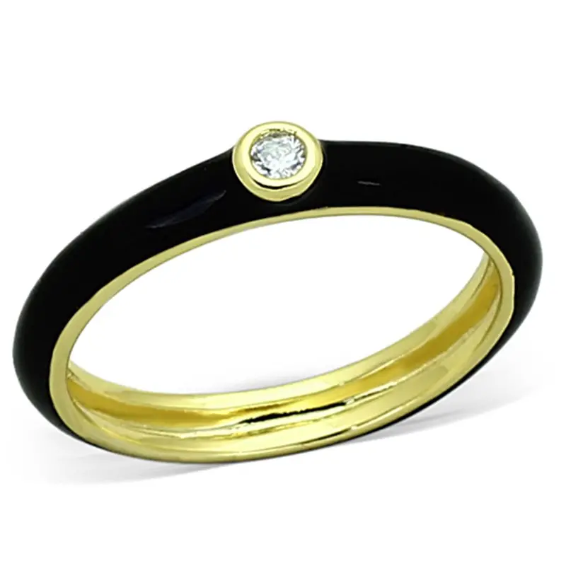Gold Brass Ring With Aaa Grade Cz In Clear 1