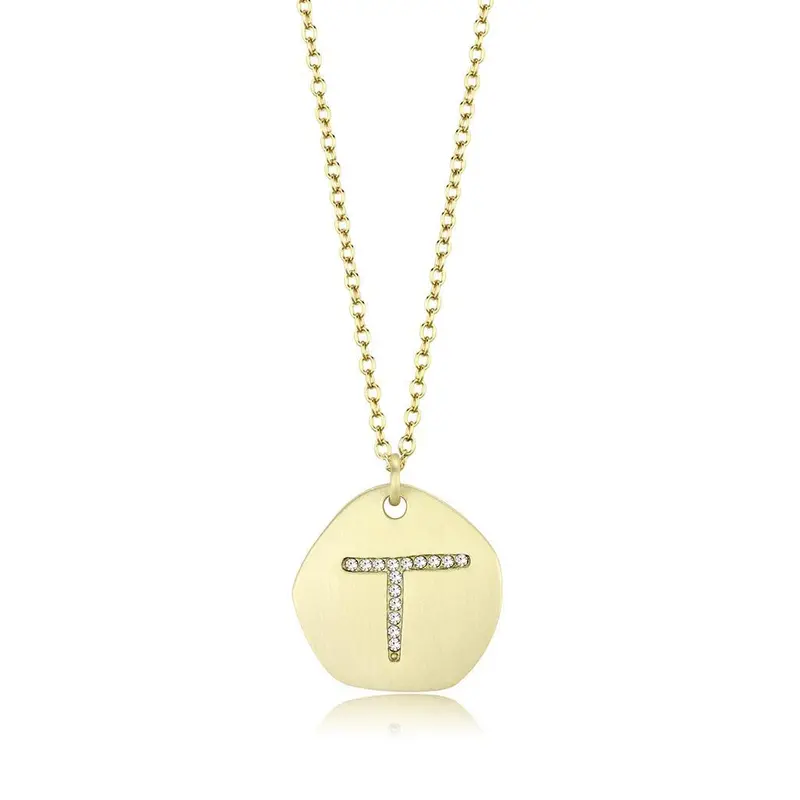 Gold & Brush Brass Chain Pendant With Top Grade Crystal In Clear 1