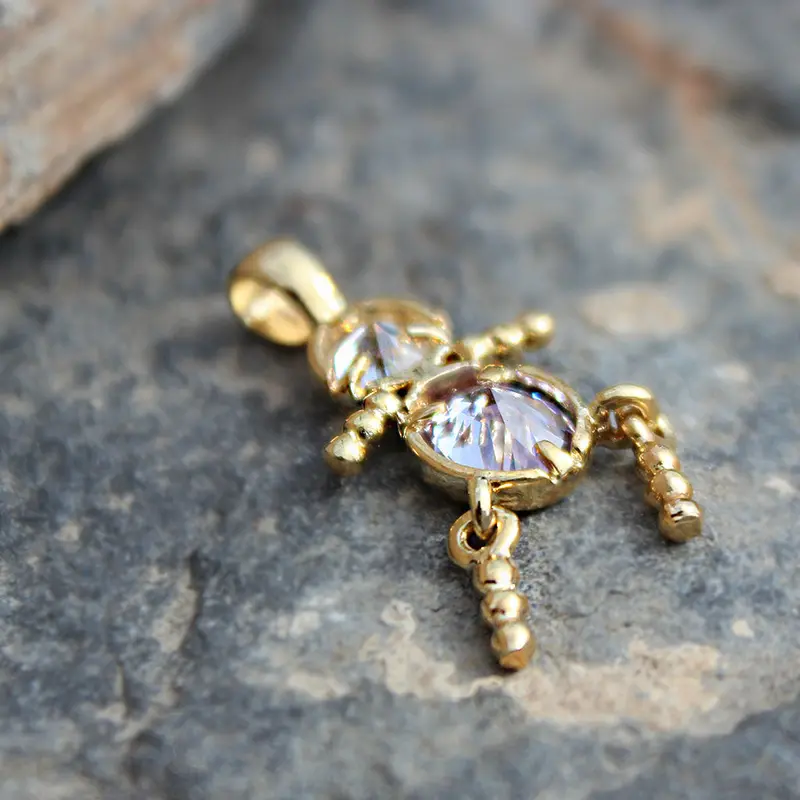 Gold Plating Brass Pendant With Aaa Cz In Light Amethyst 1