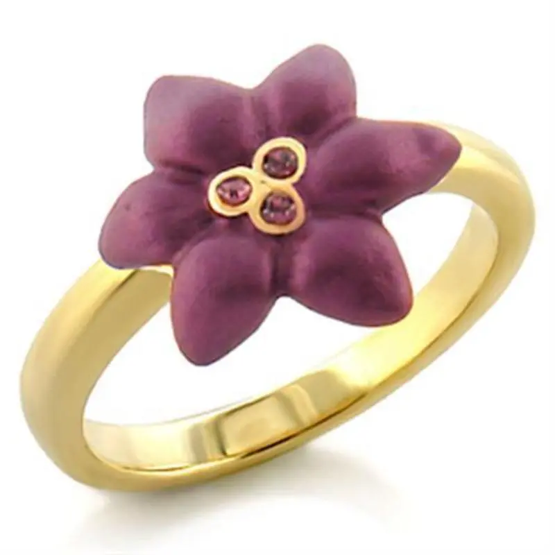 Gold White Metal Ring With Top Grade Crystal In Amethyst 1