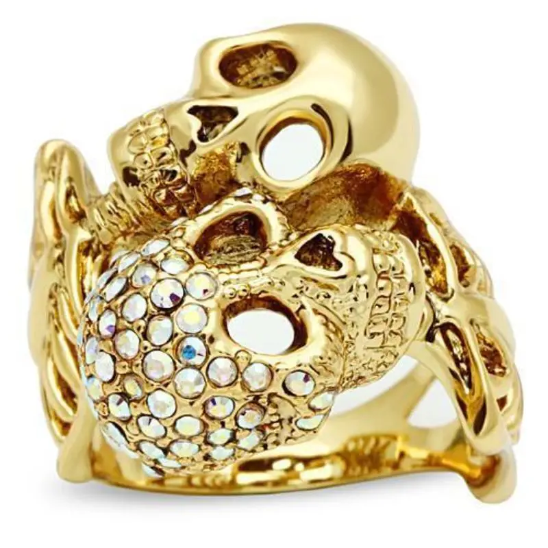 Gold White Metal Ring With Top Grade Crystal In Aurora Borealis (Rainbow Effect) 1