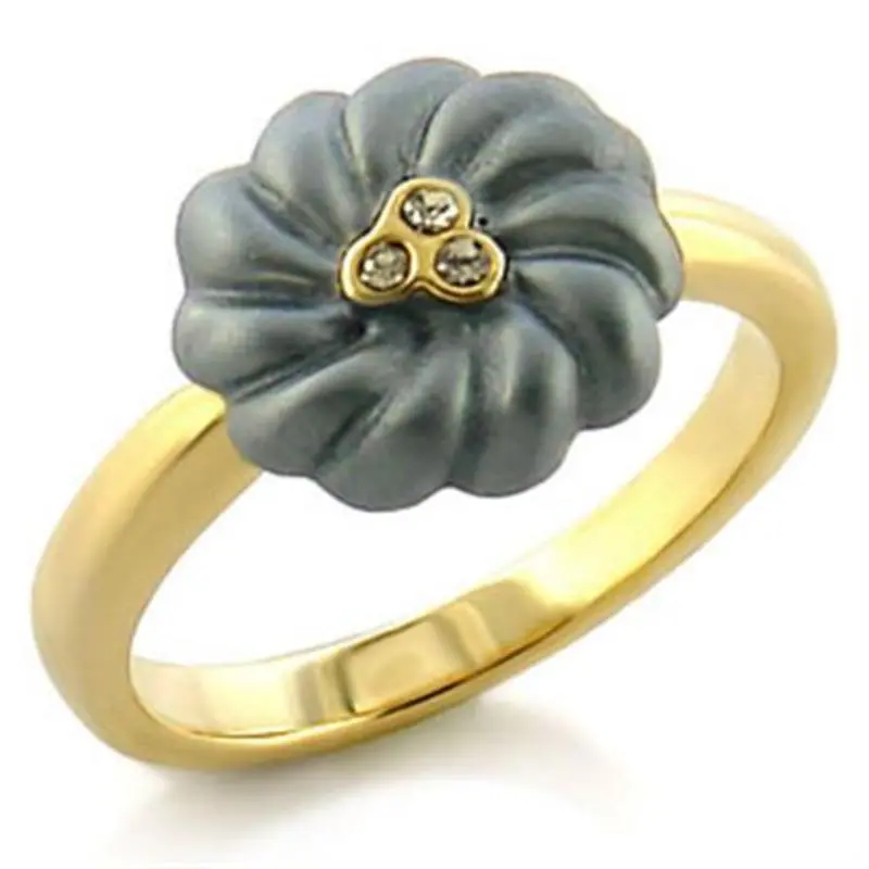 Gold White Metal Ring With Top Grade Crystal In Black Diamond 1