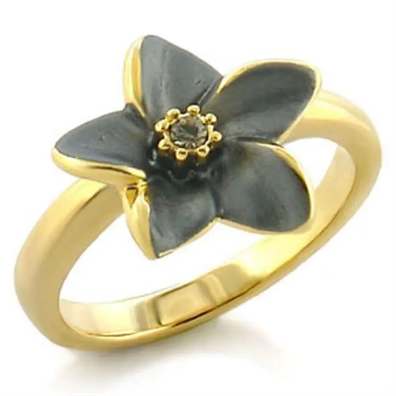 Gold White Metal Ring With Top Grade Crystal In Black Diamond 1