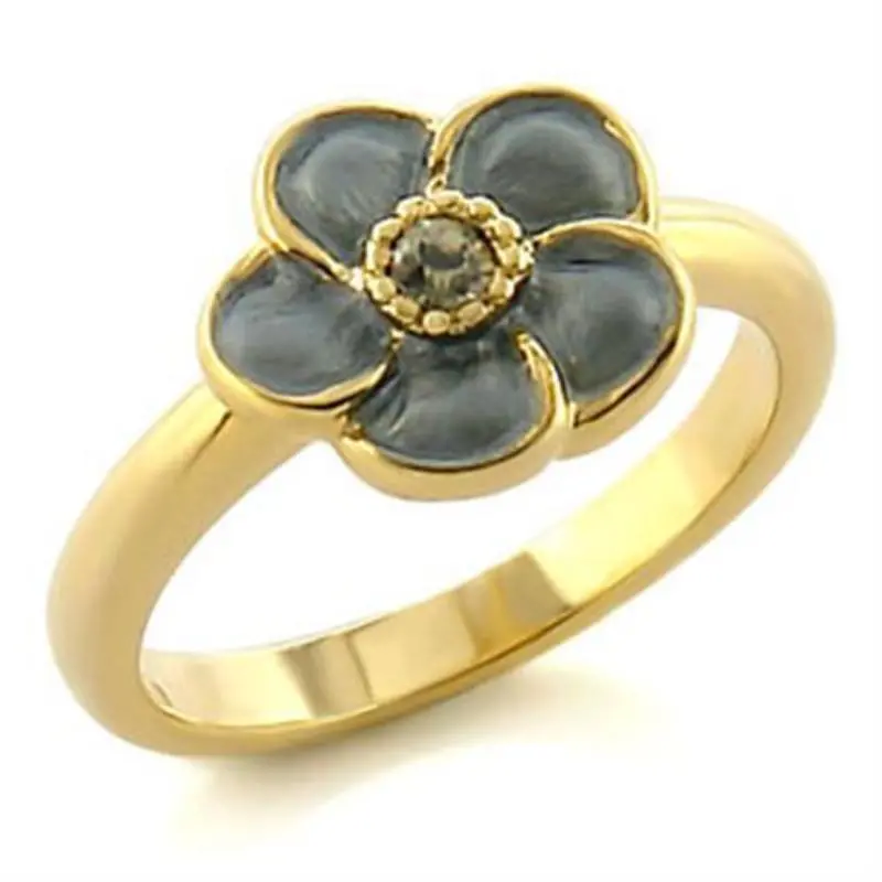 Gold White Metal Ring With Top Grade Crystal In Black Diamond 1