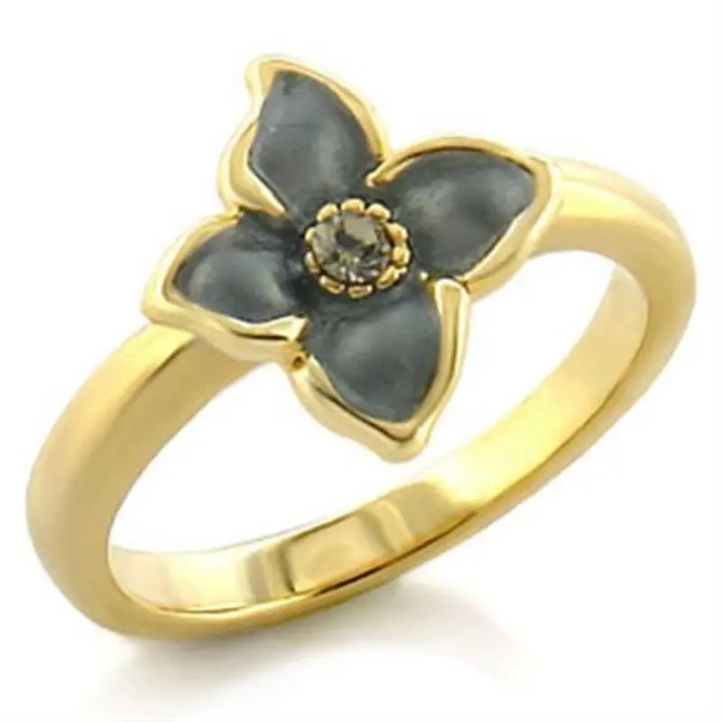 Gold White Metal Ring With Top Grade Crystal In Black Diamond 1
