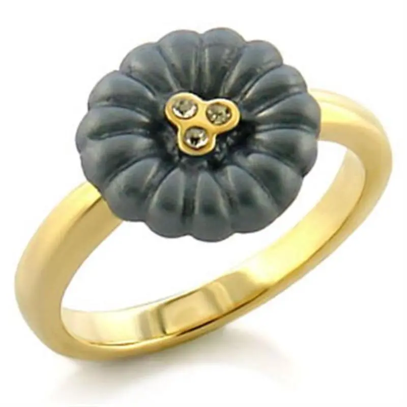 Gold White Metal Ring With Top Grade Crystal In Blue Topaz 1