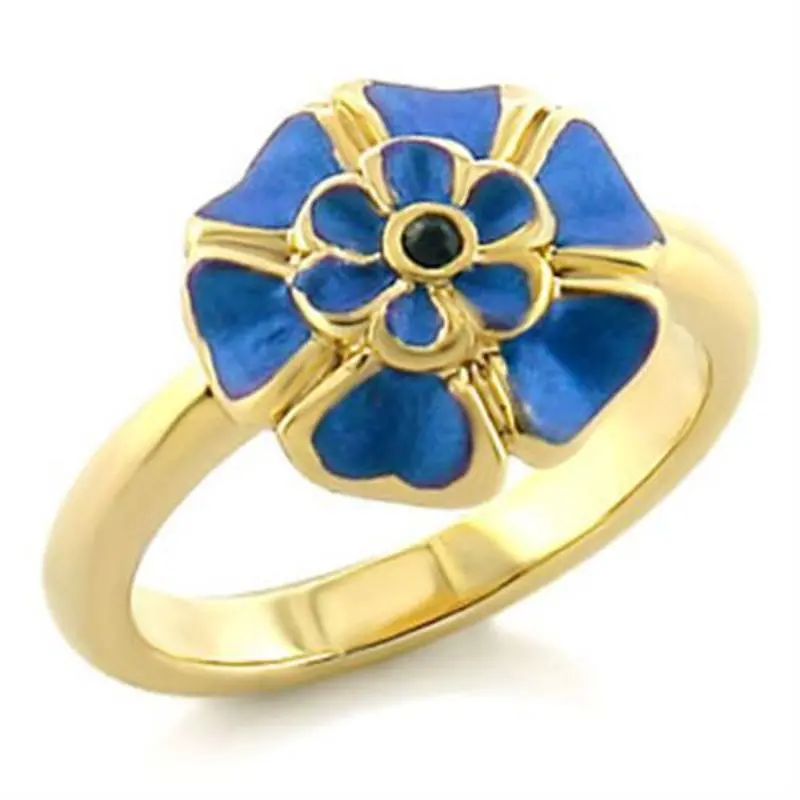 Gold White Metal Ring With Top Grade Crystal In Emerald 1