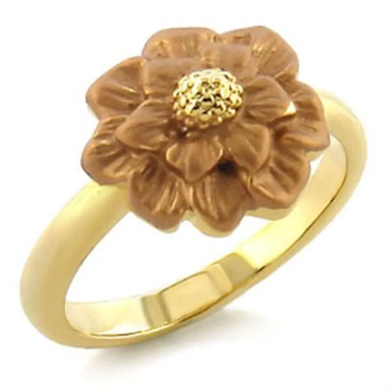 Gold White Metal Ring With Top Grade Crystal In Light Smoked 1
