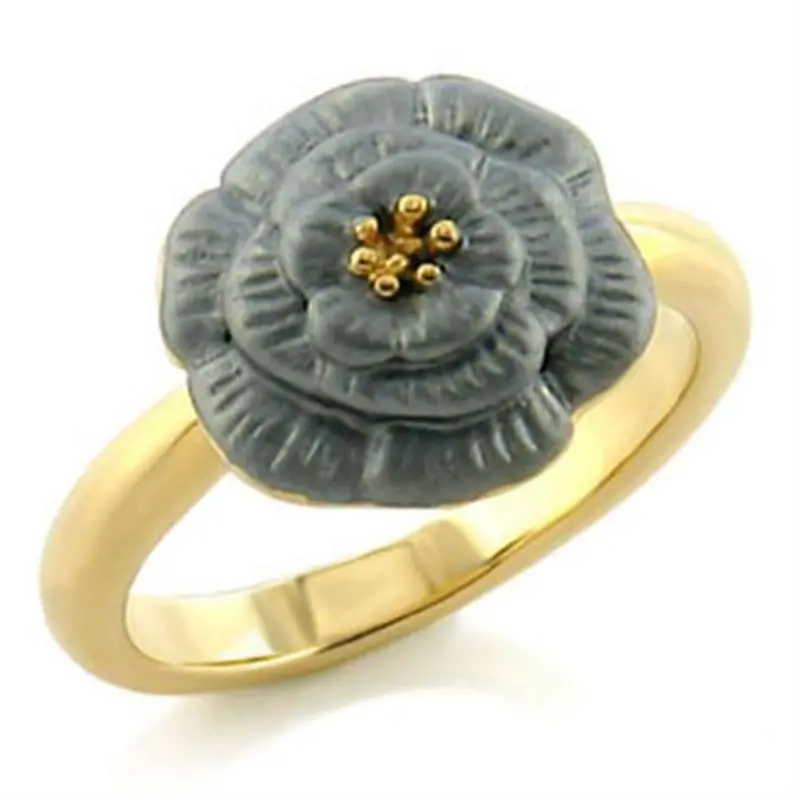 Gold White Metal Ring With Top Grade Crystal In Light Smoked 1