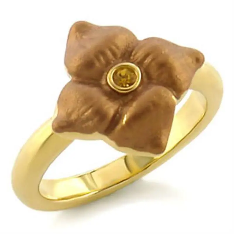 Gold White Metal Ring With Top Grade Crystal In Topaz 1