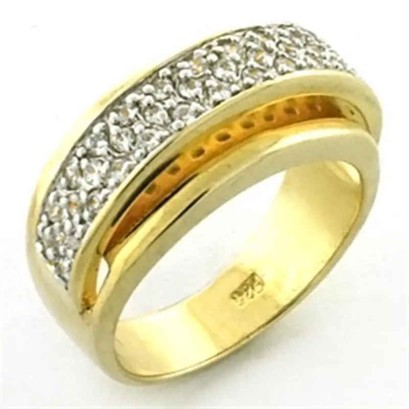Gold+Rhodium 925 Sterling Silver Ring With Aaa Grade Cz In Clear 1