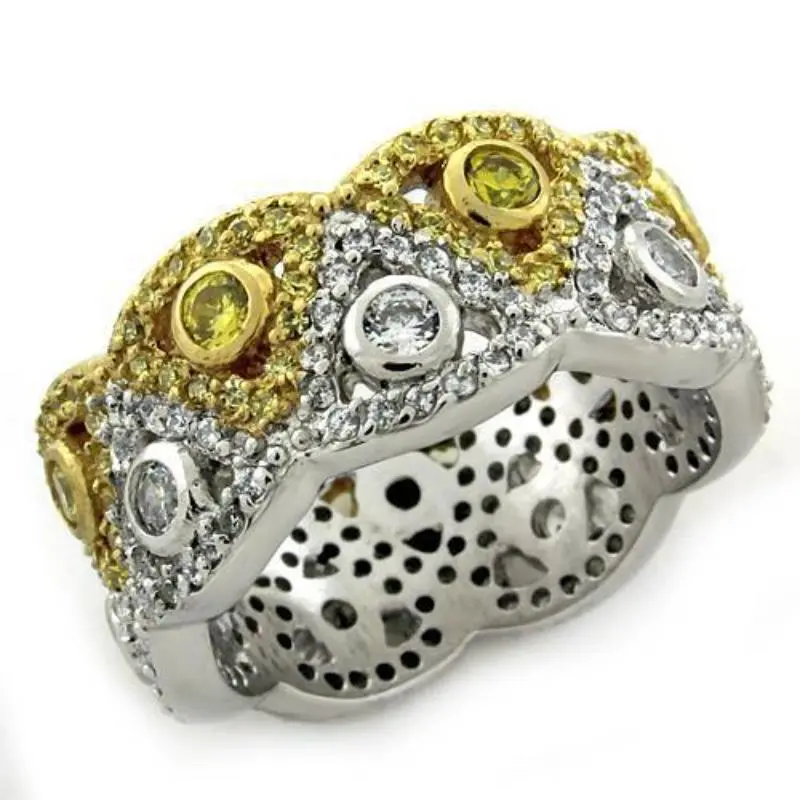 Gold+Rhodium 925 Sterling Silver Ring With Aaa Grade Cz In Multi Color 1