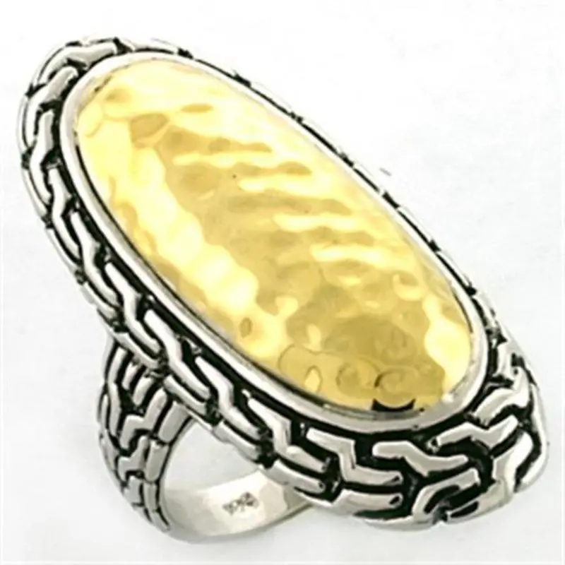 Gold+Rhodium 925 Sterling Silver Ring With No Stone 1