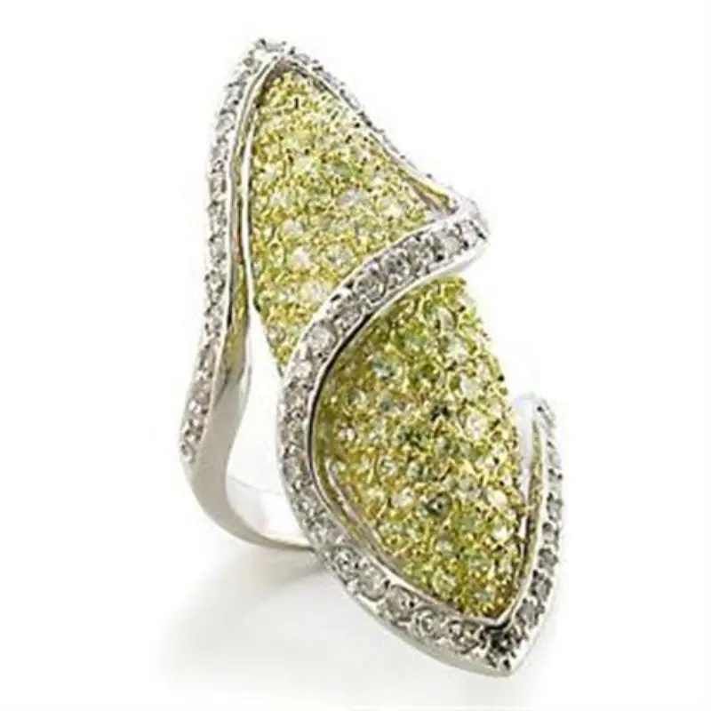 Gold+Rhodium Brass Ring With Aaa Grade Cz In Apple Green Color 1