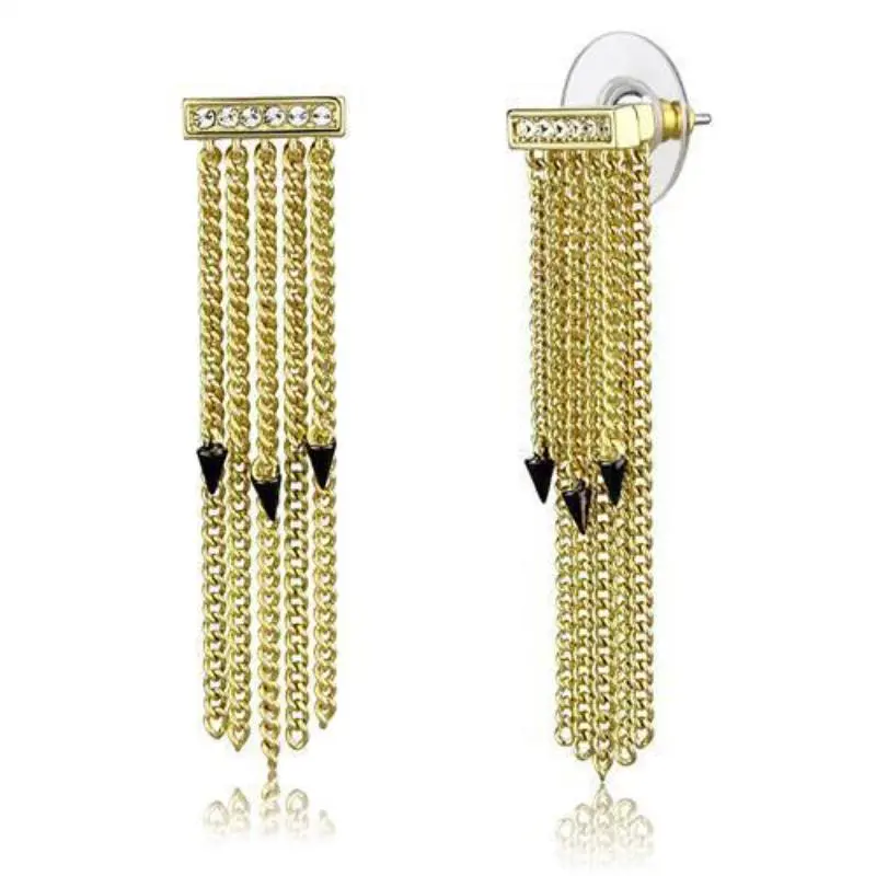 Gold+Ruthenium Brass Earrings With Top Grade Crystal In Clear 1