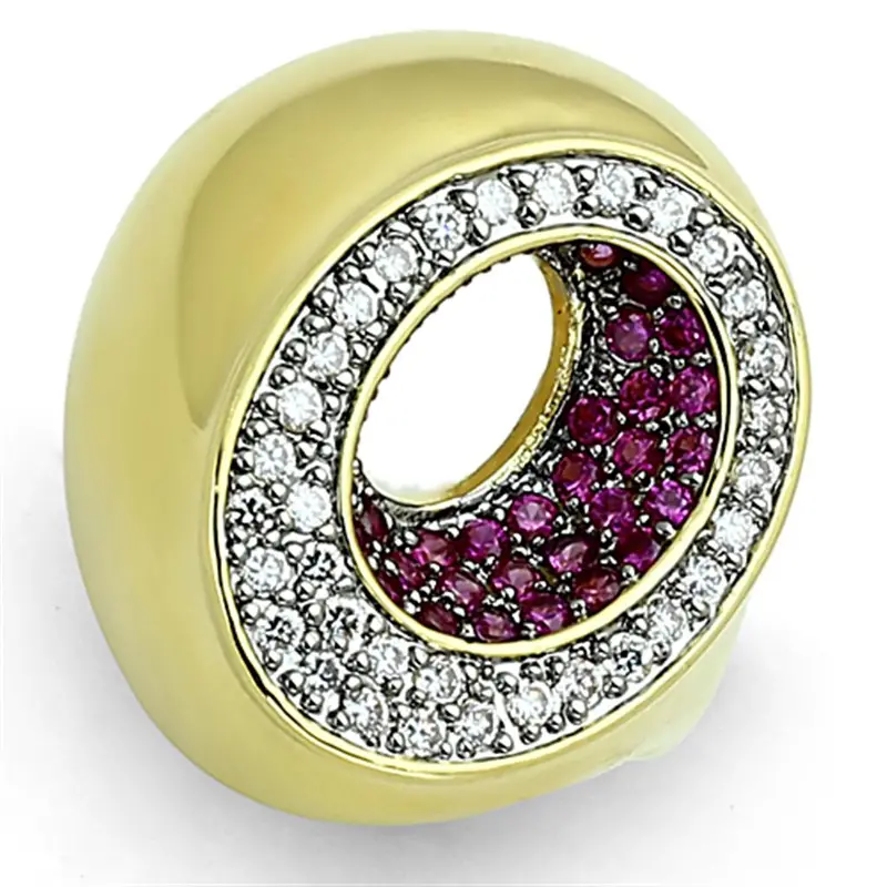 Gold+Ruthenium Brass Ring With Aaa Grade Cz In Ruby 1
