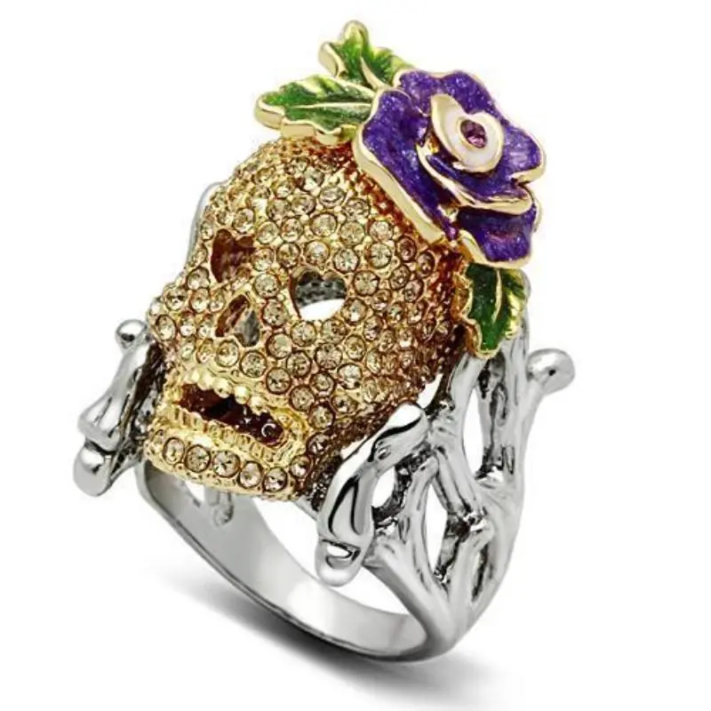 Gold+Ruthenium White Metal Ring With Top Grade Crystal In Citrine Yellow 1