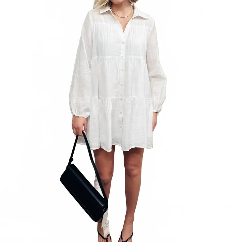 Gomera Mini Shirt Dress In White 1