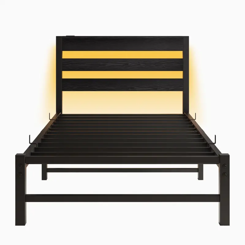 Goodsilo Twin Size Heavy Duty Platform Bed Frame With Headboard 1