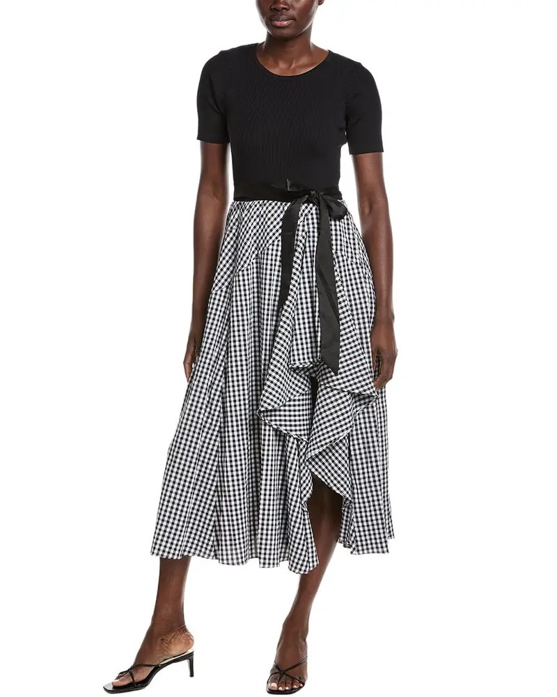 Gracia Asymmetrical Ruffle Detail Midi Dress 1