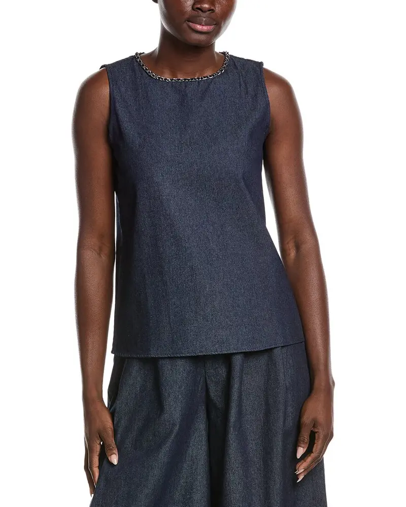 Gracia Chain Embellished Neckline Sleeveless Top 1