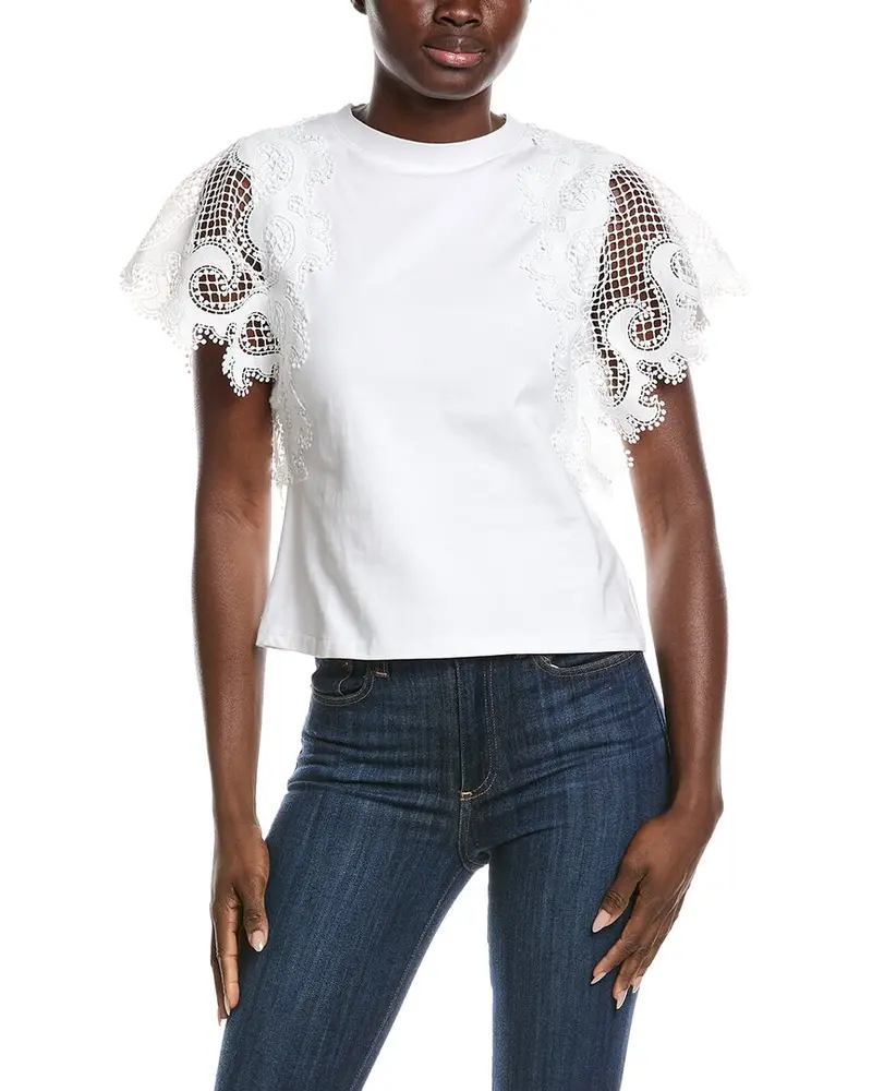 Gracia Crochet Lace Sleeve T-Shirt 1