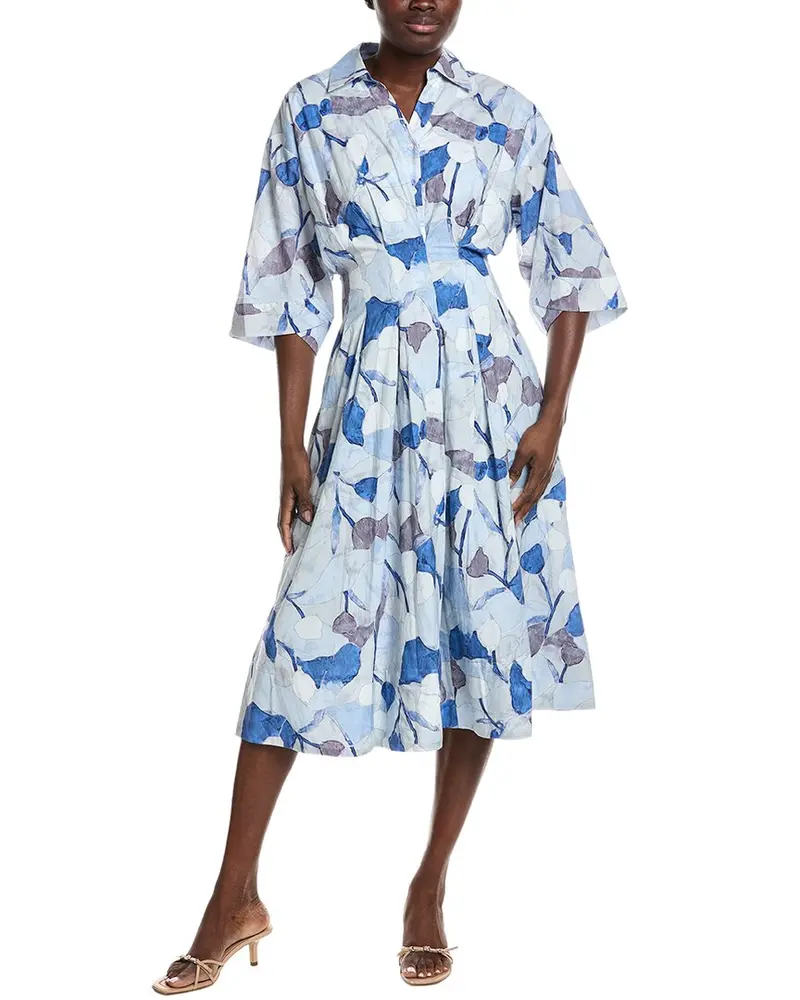 Gracia Dolman Sleeve Pleated Printed Midi Dress 1