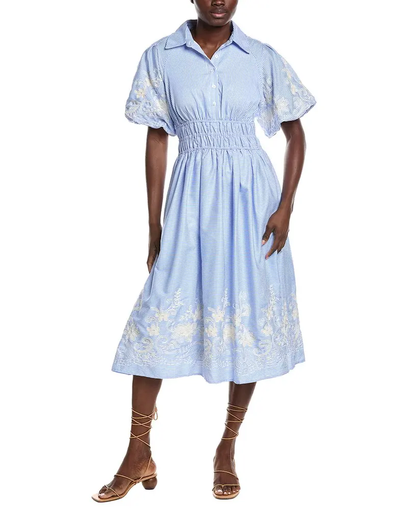 Gracia Elastic Waist Embroidered Midi Dress 1