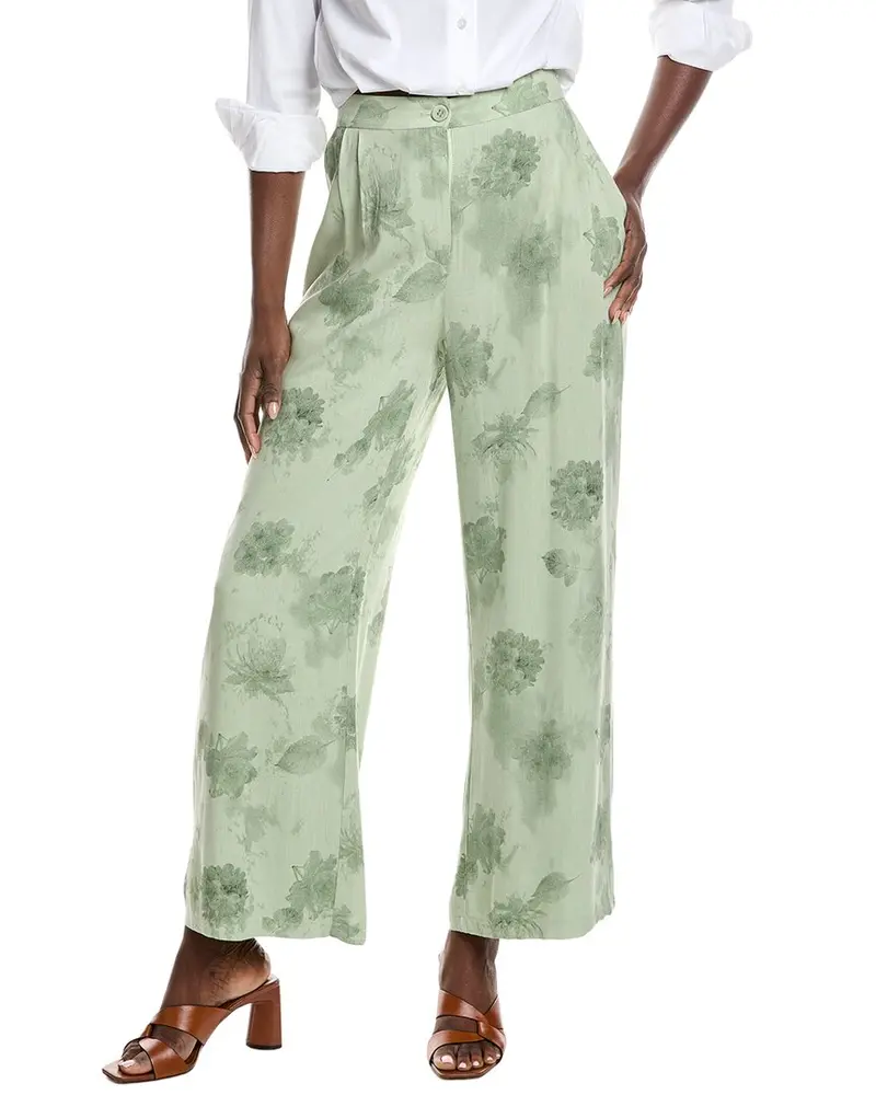 Gracia Elastic Waist Wide Leg Linen-Blend Pant 1