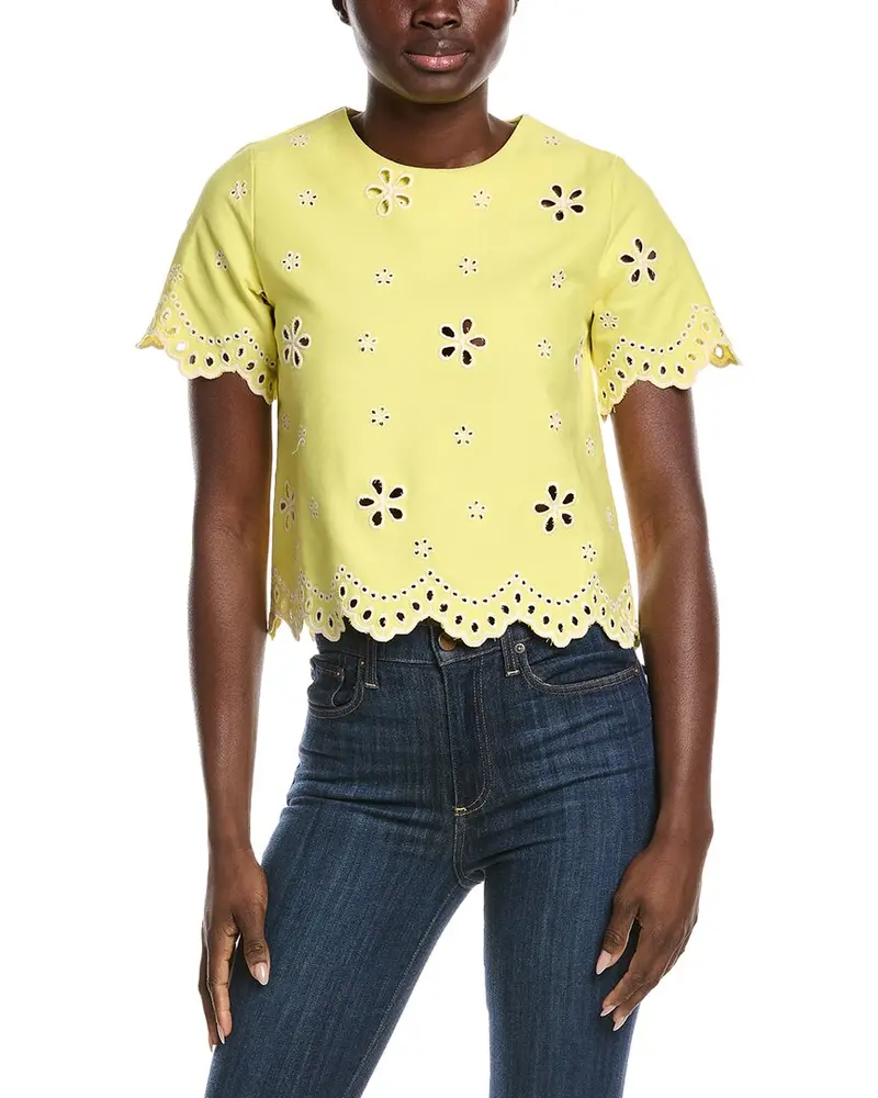 Gracia Embroidered Eyelet Crop Top 1