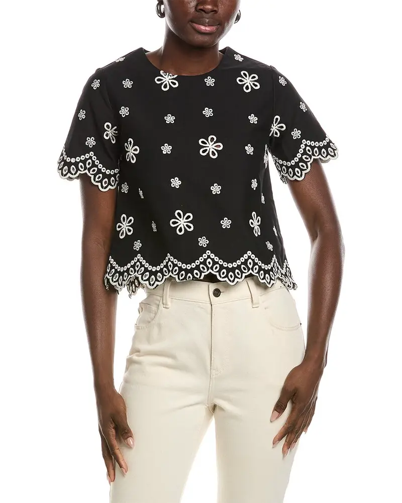 Gracia Embroidered Eyelet Crop Top 1