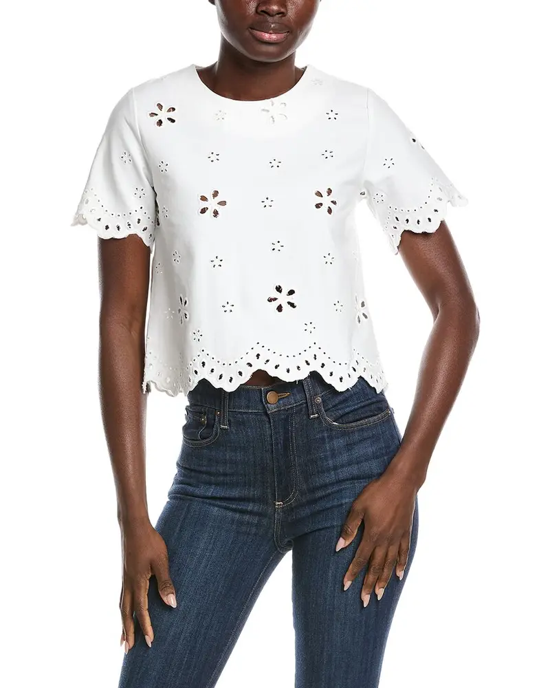 Gracia Embroidered Eyelet Crop Top 1